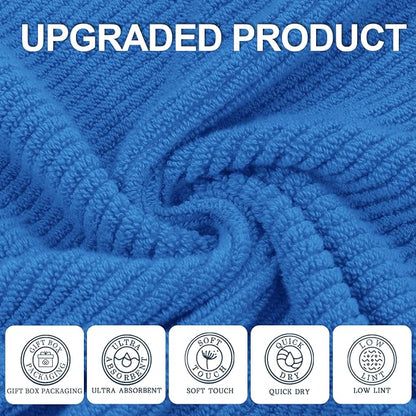 VOOVA & MOVAS Blue Hand Towels for Bathroom, 4 Pack Large 18"x28" - Image 2