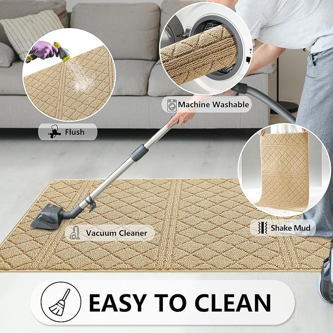 REFETONE Indoor Doormat, Front Back Door Mat 36"x59" Absorbent Rubber Backing - Image 6