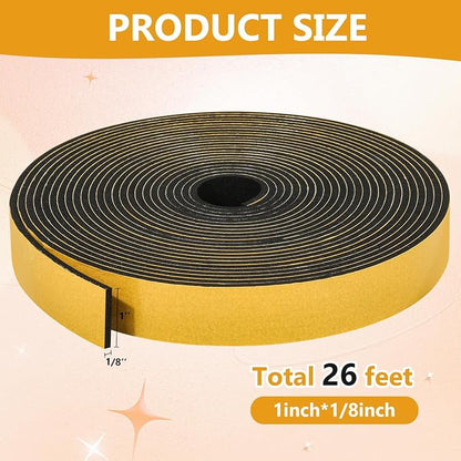 26Feet Weather Stripping Seal for Door Window, High Density Foam Tape, - Image 2