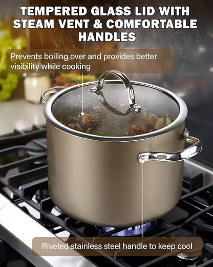 Cooks Standard Hard Anodized Ceramic Nonstick 8-Quart Stock pot - Image 6