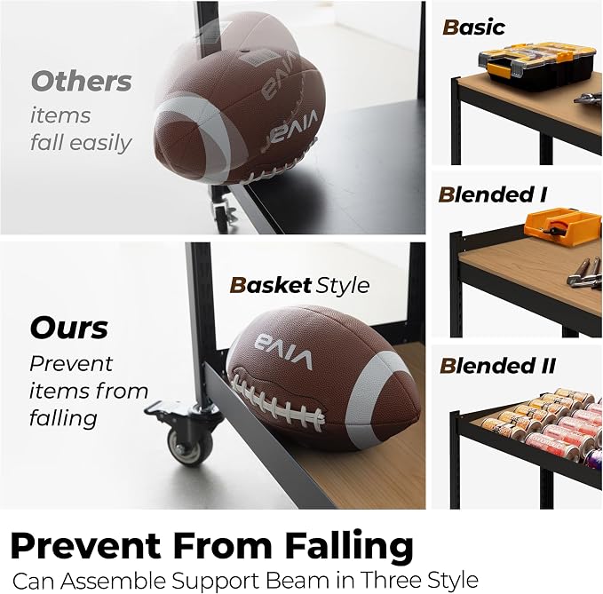 HOMEDANT House 5-Tier Metal Rolling Cart Shelf Rack Casters Heavy Duty - Image 10