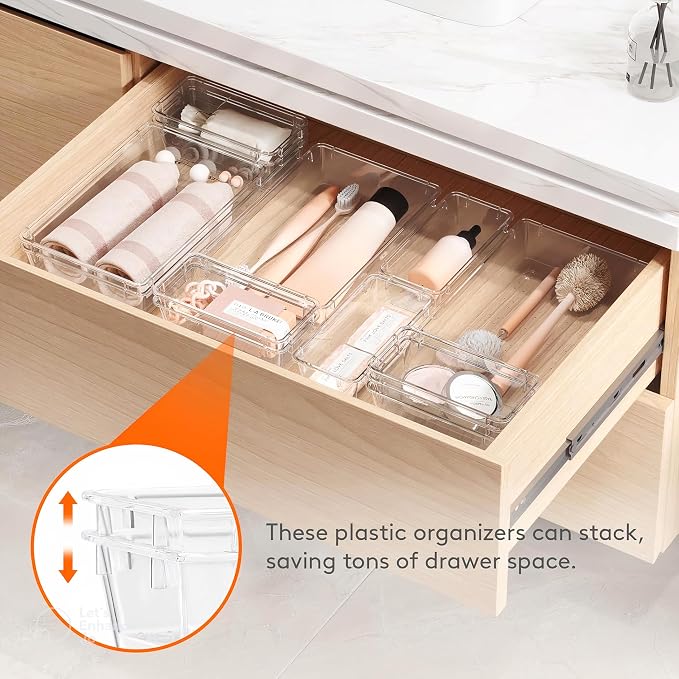 21-Pack Clear Plastic Drawer Organizer Trays – BPA-Free Storage Bins - Image 7