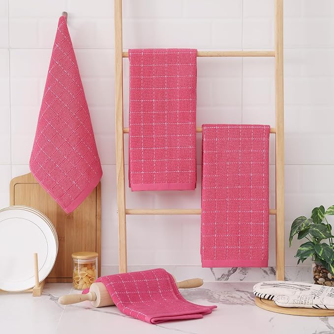 Homaxy 100% Cotton Terry Kitchen Towels, Checkered Designed, Soft and Super - Image 6