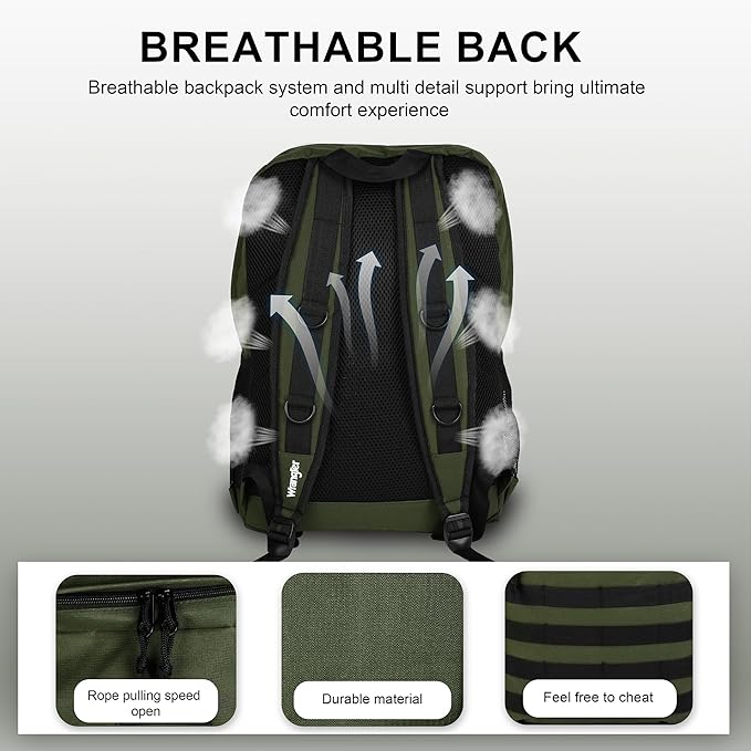 Wrangler Tradesman Backpack, Water Resistant Casual Daypack for Travel Work School, Unisex Laptop Backpack with Notebook Sleeve