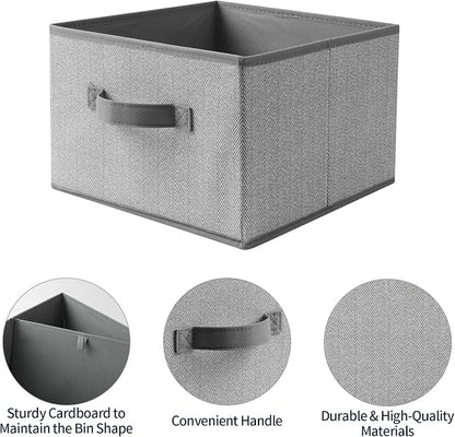 Storage Baskets, 11-Inch Woven Fabric Bins, Storage Cubes - Image 5