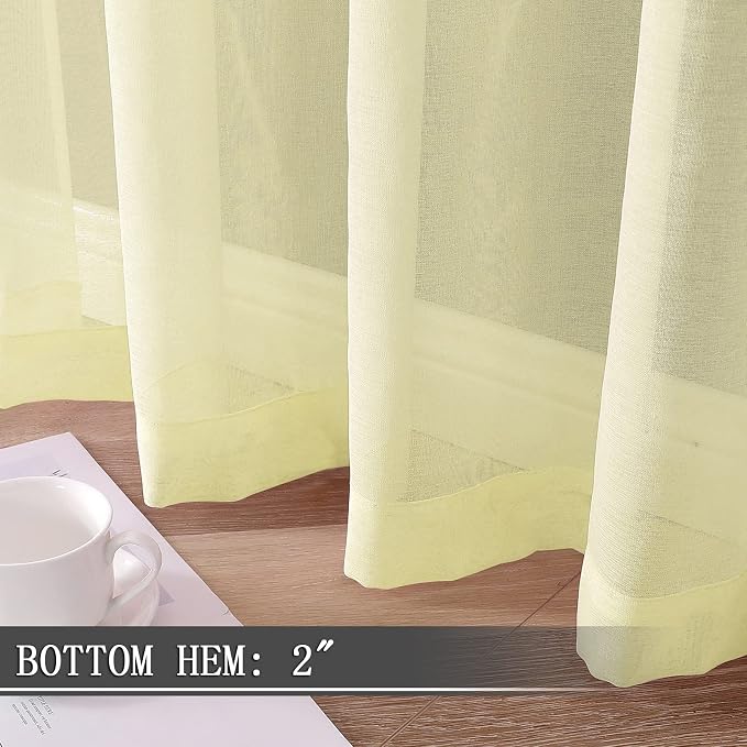 Tollpiz Short Sheer Curtain Linen Textured Living Room Curtains Sheer Light - Image 4