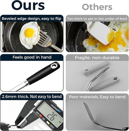 14-in Spatula Set, 18/0 Stianless Steel Heavy Duty Turner & Slotted Spatula - Image 2