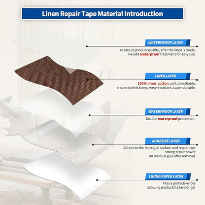 KING MOUNTAIN Linen Repair Patches, Self-Adhesive Linen Fabric Patches - Image 3