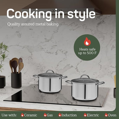 Stainless Steel Stockpot with Tempered Glass Lid 5 Quart, Durable 18/0 - Image 3