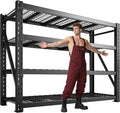 Bepatio 9400LBS Storage Shelves Heavy Duty Garage Shelving 67.6''W 4 Tier Adjustable Metal Shelving Unit, Steel Industrial Shelf for Warehouse Basement Commercial, 67.6''Wx23.7''Dx72''H, Black