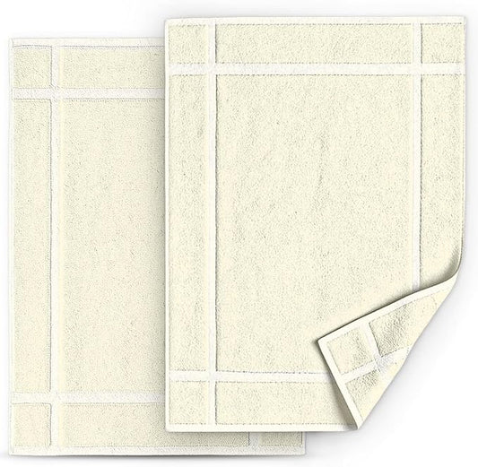 Pearl Linens Pack of 2 100% Cotton Bath Mat 18x25 inches, Soft & Absorbent by PearlLinens