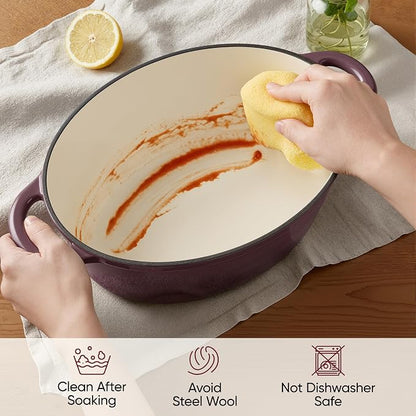 Oval Dutch Oven for Bread Baking, 4.5 Quart Non Stick Enameled Cast Iron Dutch - Image 7