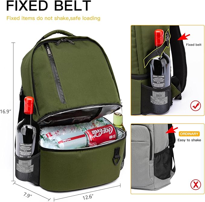 TUGUAN Insulated Cooler Backpack 38 Cans Double Deck Leakproof Lightweight Soft Lunch Backpack Small Cooler Bag Beach Picnic