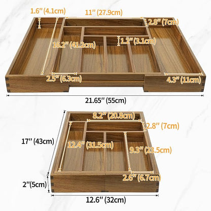 Luxury Acacia Kitchen Drawer Organizer - Image 5