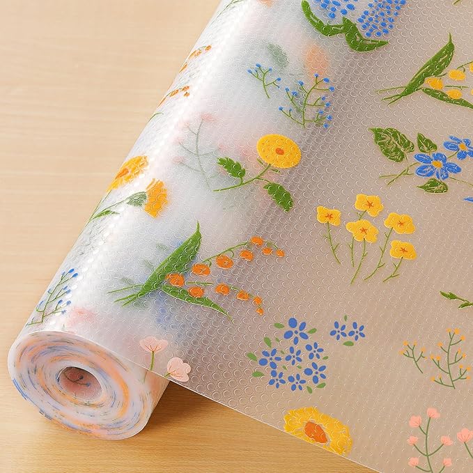 INNOLITES INNOLITES Non-Slip Shelf Liner – Cabinet & Drawer Liner Non-Adhesive – Waterproof Oil-Proof – Durable EVA with Floral for Kitchen Cabinets Refrigerator – BPA-Free, Easy to Cut 17.7" x 197"