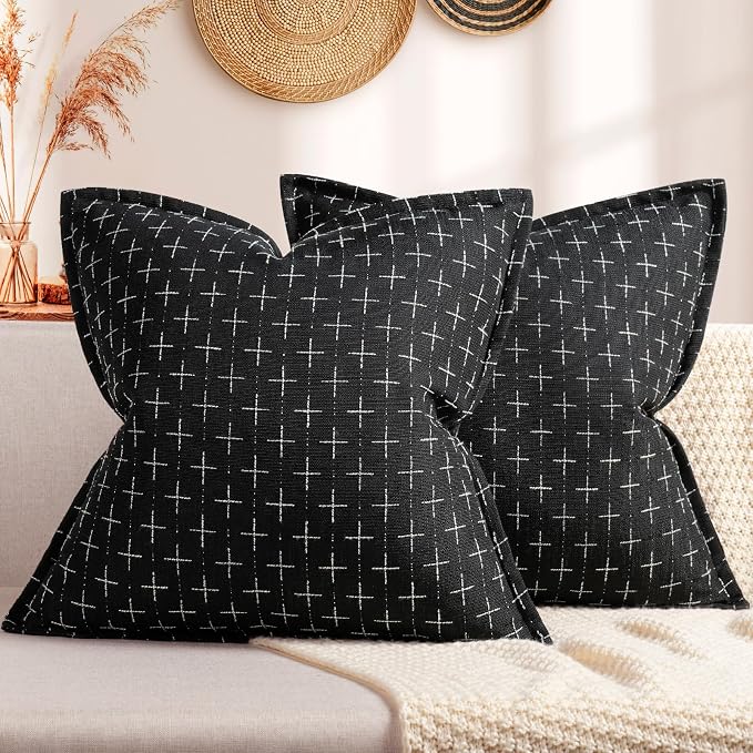ZWJD Pillow Covers 16x16 Set of 2 Soft Polyester Textured Pillow Covers by ZWJD