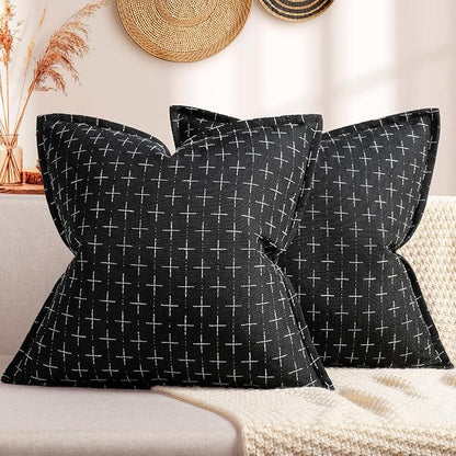 ZWJD Pillow Covers 16x16 Set of 2 Soft Polyester Textured Pillow Covers by ZWJD