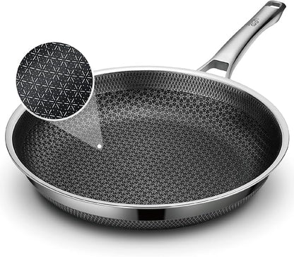 SNOWCLAD Frying Pan, 10 Inch Hybrid Non Stick Stainless Steel Skillets by SNOWCLAD