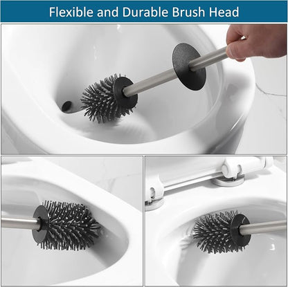 BVL Toilet Brush and Holder Set Brushed Nickel Toilet Bowl Cleaner Brush - Image 3