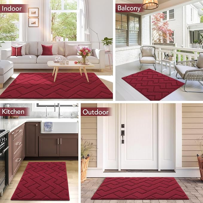 hicorfe Indoor Door Mat, Non Slip Door Mats, Absorbent Resist Dirt Entrance - Image 2