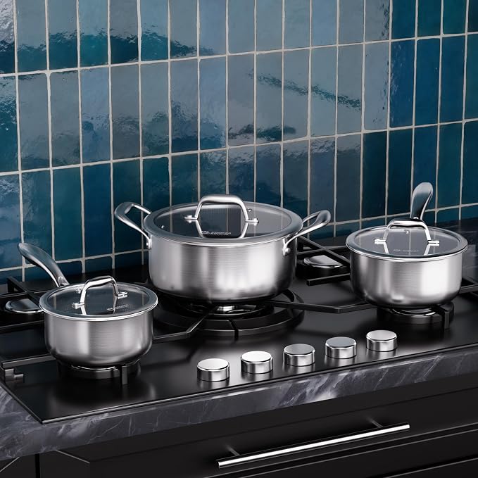 COOKER KING Stainless Steel 6 Pcs Pots Set, 1.5 & 2QT Saucepan and 5-Quart Pots - Image 2