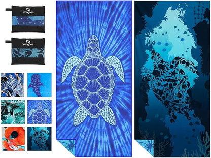 2 Pack Microfiber Lightweight Thin Beach Towel Sand Free Quick Dry Super Absorbent Large Towels for Swimming Pool Yoga Gym Travel Vacation Beach Accessories Essentials for Adults