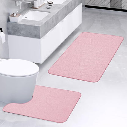 Bathroom Rugs Set 2 Pieces, Thin Bathroom Mats, Toilet Rugs, Quick Dry - Image 2