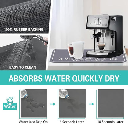 Coffee Bar Mat for Countertops 19inx12in, Absorbent Hide Stain Anti-Slip Cafe - Image 4