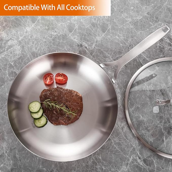 DELARLO Tri-ply Stainless Steel Frying Pan Set - Image 4