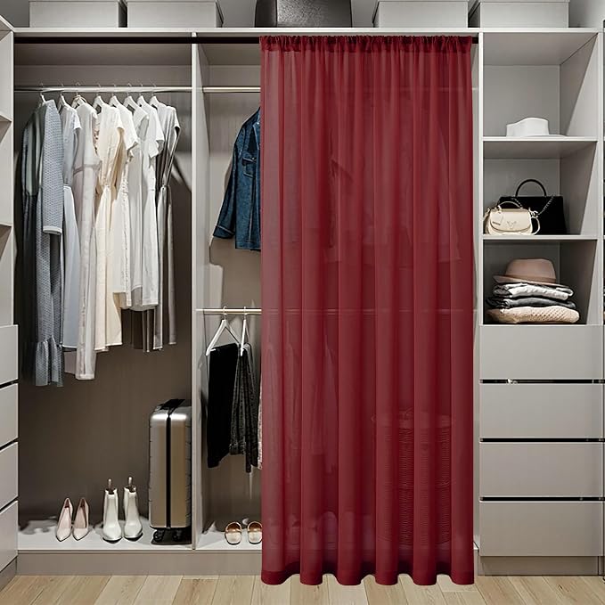 Tollpiz Short Sheer Door Curtains Closet Linen Textured Curtains Sheer Doorway - Image 3