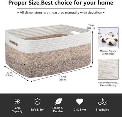 Large Storage Basket for Organizing, Woven Rope Basket for Shelves, Closet - Image 2
