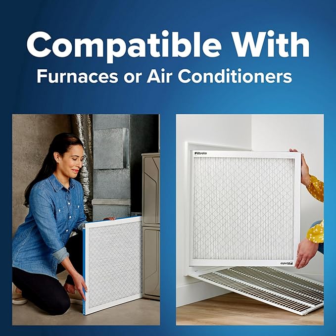 Filtrete 12x24x1 AC Furnace Air Filter, MERV 13, MPR 1900, Premium Allergen, Bacteria & Virus Filter, 3-Month Pleated 1-Inch Electrostatic Air Cleaning Filter, 6-Pack (Actual Size 11.69x23.69x0.78 in)