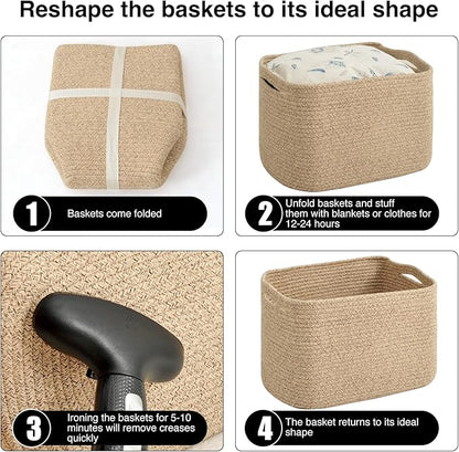 Storage Baskets for Organizing & Shelves, Woven Cotton Rope Organization Bins - Image 7