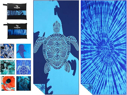 2 Pack Microfiber Lightweight Thin Beach Towel Sand Free Quick Dry Super Absorbent Large Towels for Swimming Pool Yoga Gym Travel Vacation Beach Accessories Essentials for Adults