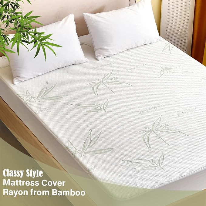 Twin Mattress Protector Waterproof Mattress Pad Washable Bamboo Rayon Mattress - Image 5