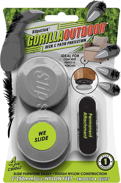 Gorilla Outdoor 2 Inch Furniture Sliders/Screw on Nylon Glide Floor Protectors by Slipstick