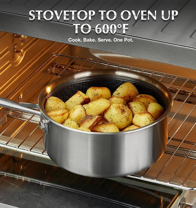 KOCH SYSTEME CS Hybrid Nonstick Stainless Steel Saucepan Set, 1QT & 2QT Triply - Image 6