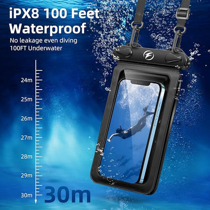 Waterproof Phone Pouch [3-Pack] Double Space Waterproof Phone Case with Adjustable Lanyard Water proof Cell Phone Pouch for iPhone IPX8 Underwater Phone Cases Phone Dry Bag for Vacation Beach Swimming