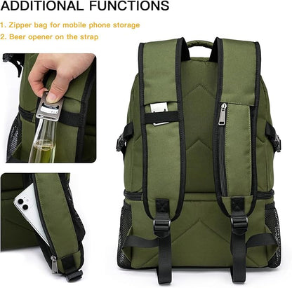 TUGUAN Insulated Cooler Backpack 38 Cans Double Deck Leakproof Lightweight Soft Lunch Backpack Small Cooler Bag Beach Picnic