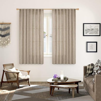 YoungsTex Dark Oatmeal Linen Curtains 63 Inch Length - Image 2