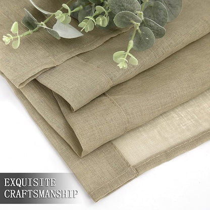 Tollpiz Sheer Curtains Living Room Linen Textured Curtain Sheers Light - Image 7