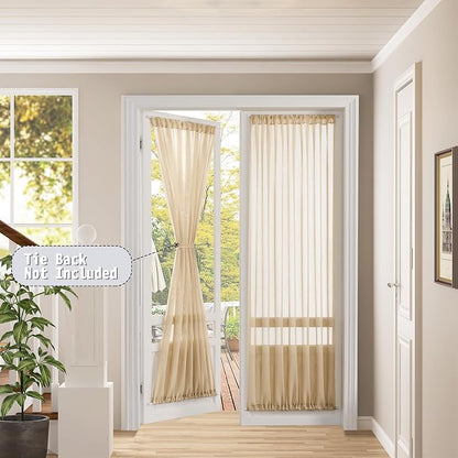 Tollpiz Sheer Curtain Closet Linen Textured Curtain Sheers Doorway Light - Image 2
