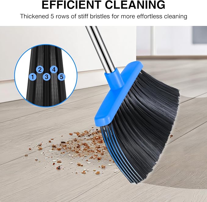 Broom and Dustpan Set, 52-in Long Adjustable Handle Broom Dustpan Combo - Image 6