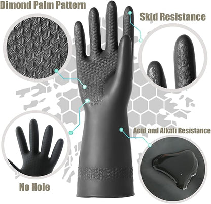 Chemical Resistant Latex Gloves, Cleaning Protective Safety Work Heavy Duty - Image 4