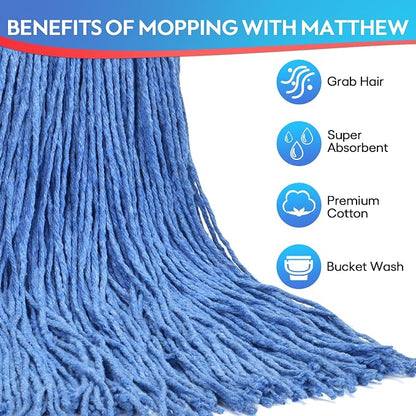Matthew Cleaning 16oz 6Pack Cotton Floor Mop, Cotton Looped-Open String Heavy - Image 2