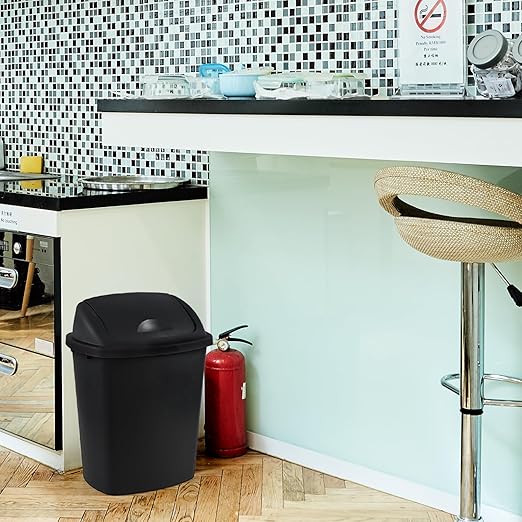 4-Pack 6 Gollons Garbage Bin with Lid, Black Swing Top Trash Can