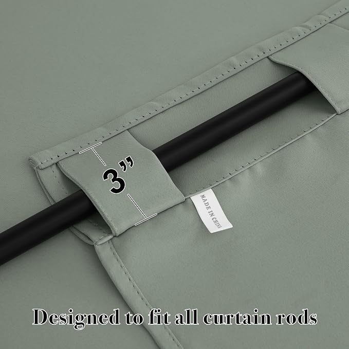 RYB HOME Sage Green Curtains for Bedroom, Vertical Privacy UV Protection Shades - Image 3