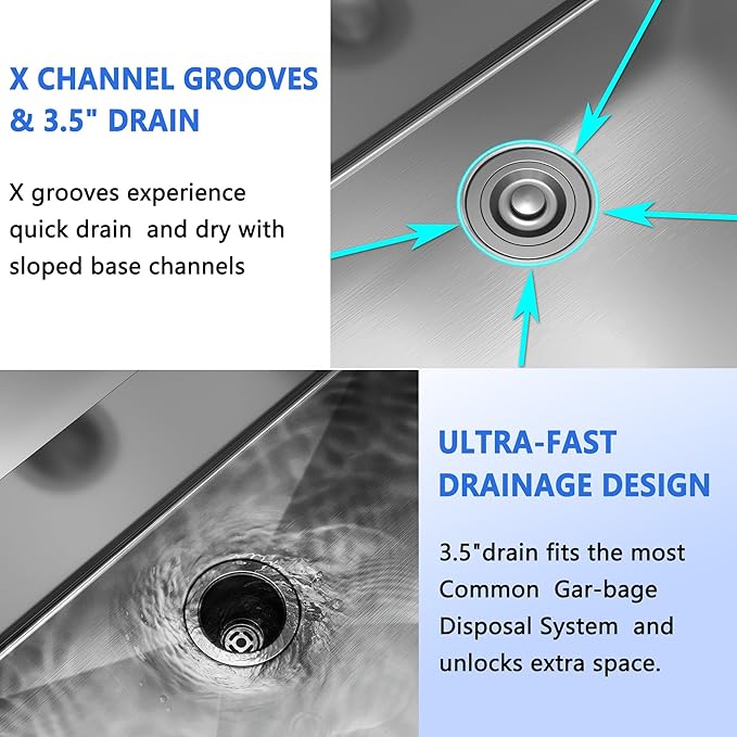 25x22 Inch Drop In Kitchen Sink, 25 Inch Kitchen Sink Top Mount 18 Gauge 304 Stainless Steel Single Bowl KitchenSink With Grid Handmade Topmount KitchenSink Drop In