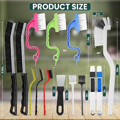14 Pcs Crevice Cleaning Brush Set – Hard Bristle Cleaning Tools - Image 2