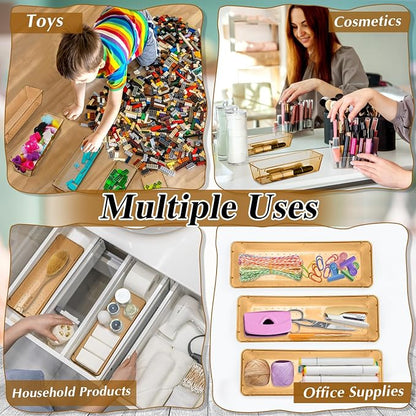 Maitys 12 Pcs Vanity Drawer Organizer 9 x 3 x 2 Inches Clear Plastic Utensil - Image 6